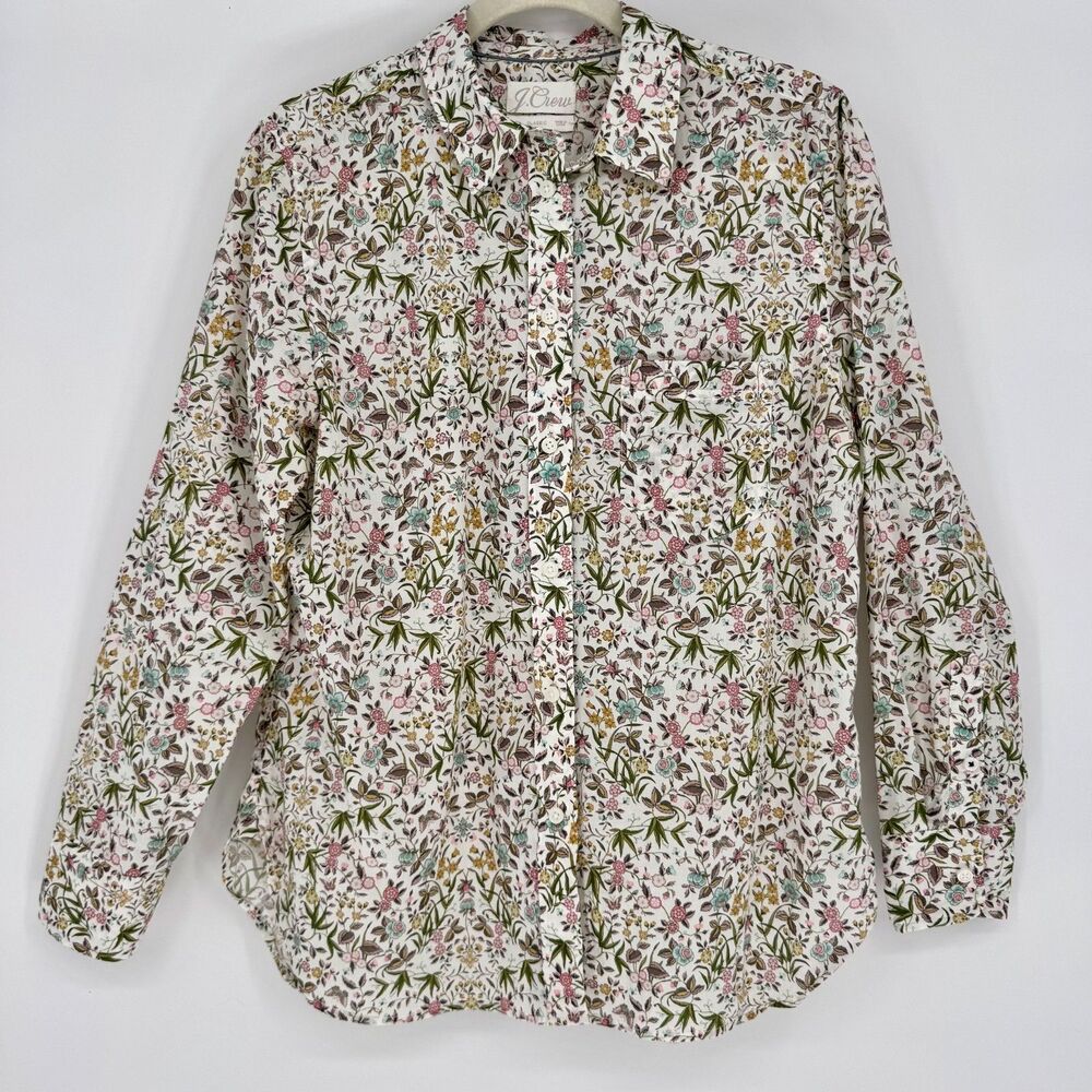 J.Crew Liberty Fabric Floral Shirt Womens 10 Classic Fit Button Down Cotton